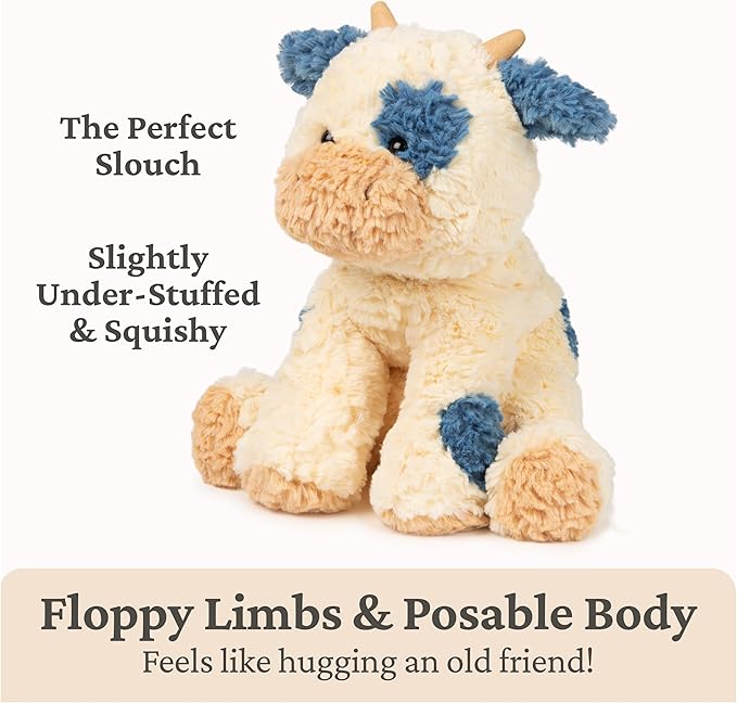 GUND Cozys Collection Cow, Stuffed Animal for Ages 1 and Up, Spring Decor Plush Toy, Cream/Blue, 10”