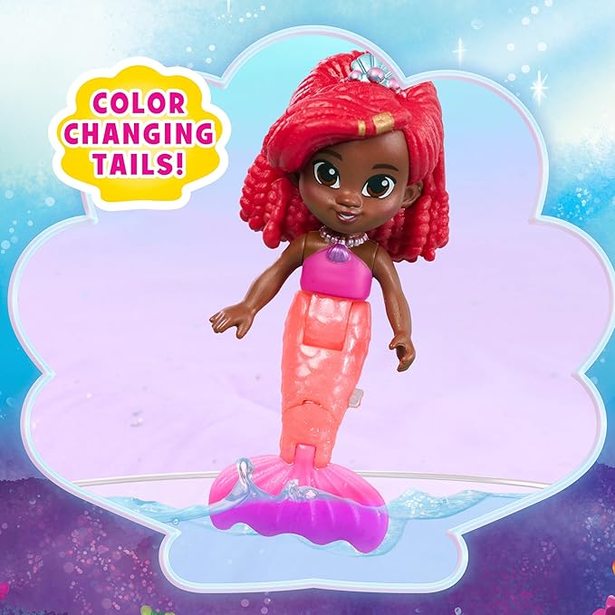 Just Play Disney Junior Ariel Royal Family 6-piece Color-Change Mermaid Figure Set, Kids Toys for Ages 3 Up