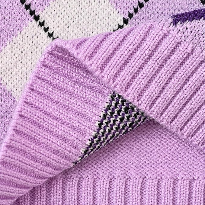 Women's Sweater Vest,Y2K Sleeveless Pattern Preppy Style Knitted Crop Tank Top for Girl