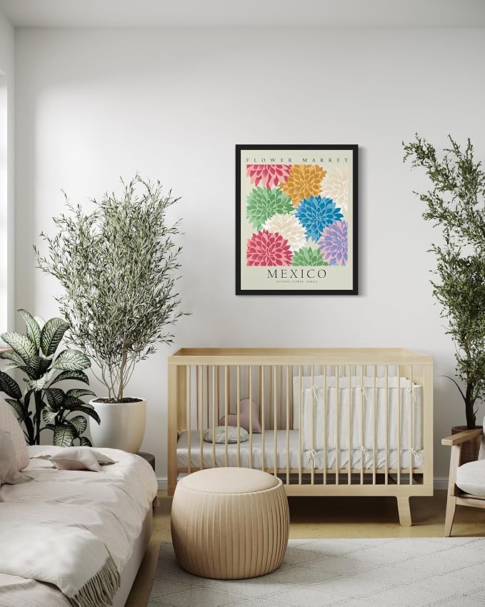 Mexico, Dahlia Unframed Art Print Poster, Flower Market Wall Art, Floral Artwork Decor for Bedroom, Kitchen, Bathroom, Livingroom Decoration 52 (Mexico, Dahlia, 36"L x 24"W, Unframed)