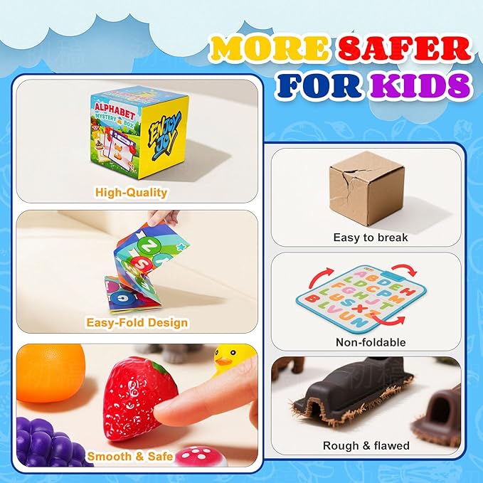 Enjoyjoy Mystery Box - 52 PCS Speech Therapy Materials Alphabet Toys Montessori Sensory, Preschool Learning Sorting Games with Mystery Boxes for Toddlers Ages 3-6, Ideal Christmas Birthday Gifts