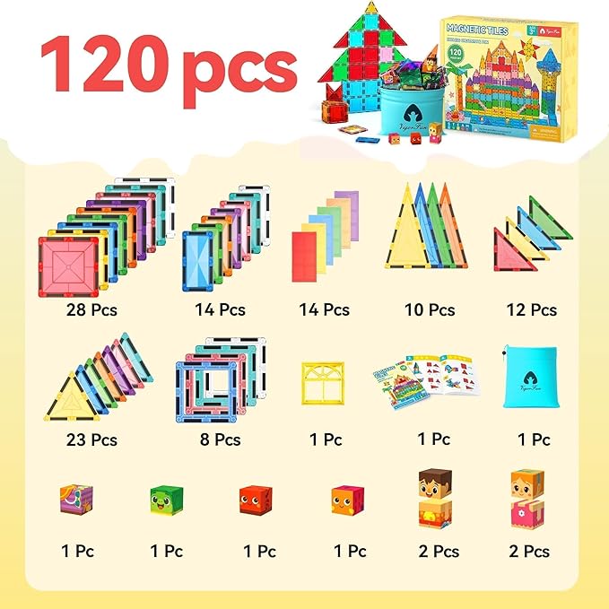 VigorFun Magnetic Tiles Building Toys Set for Kids Ages 3-5 4-8, STEM Construction Kit with 8 Magnetic Blocks, Educational Sensory Magnetic Toys Gifts for Toddler Boys Girls Learning Classroom