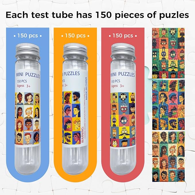 150 Pieces Mini Jigsaw Puzzles for Adults & Kids,6 x 4 Inches,Mini Puzzles,Travel Puzzle,Small Micro Puzzles,Challenging Difficult Puzzle,3 Pack Cartoon Avatar Collection