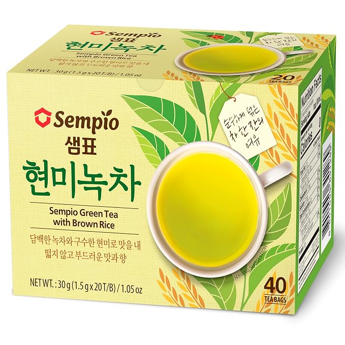 Sempio Green Tea with Brown Rice Korean Tea Blend, 40 Tea Bags (1 Pack) | Refreshing & Nutty Tea Made with 100% Natural Ingredients, Genmaicha Blend, Caffeinated, Sugar Free