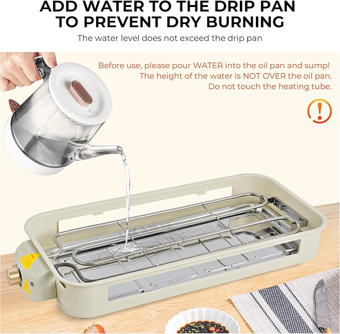Pukomc Electric Indoor Grill,2 in 1 Indoor Grills for Kitchen | Grill Net & Non-Stick Cooking Removable Plate, Temperature Control, Dishwasher Safe, 1800W Large Smokeless
