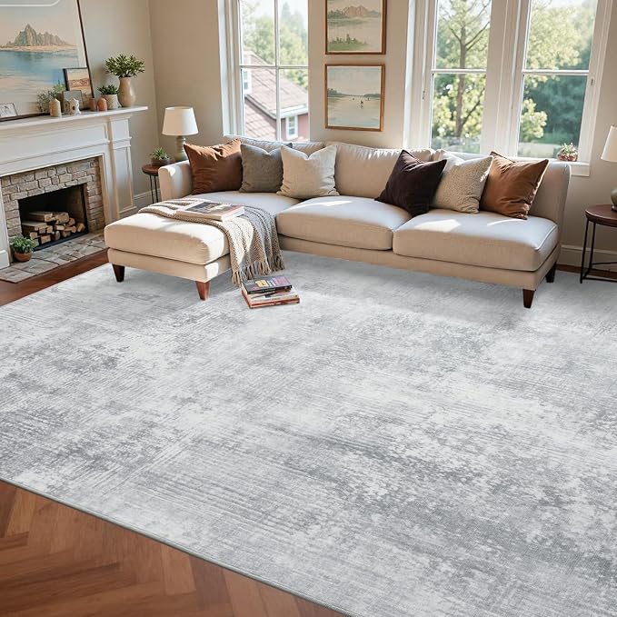 5x7 Ft Area Rugs for Living Room, Soft Non-Slip Washable Rugs Modern Abstract Pattern Carpet for Bedroom Indoor Floor Nursery Home Decor (Grey)