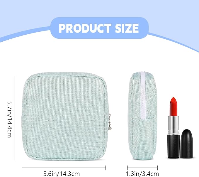 Period Bag for Teen Girls, Canvas Sanitary Napkin Storage Bag with Zipper, Portable Menstrual Pad Bag Tampon Holder for Purse