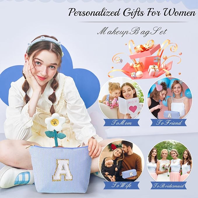 YOOLIFE Birthday Gifts for Women, Gifts Idea for Her Mom Teacher | Personalized Cute Cosmetic Makeup Pouch Make Up Bag for Friends Female Wife Mom Travel Toiletry Bag Bridesmaid Girlfriend Gifts Q