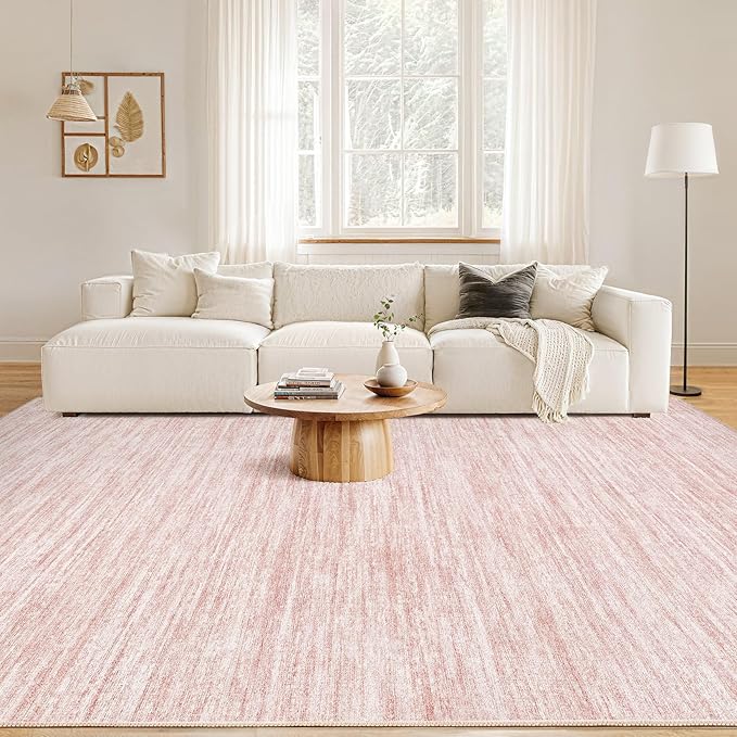 Nakagishi Boho 5x7 Area Rug Living Room Rugs Machine Washable Pink | Soft, Pet & Kid Friendly, Carpet for Living Room/Bedroom/Office/Kitchen/Nursery, Daily Home Decor Stain Resistant Moroccan