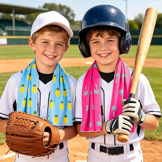 12Pcs Neck Cooling Towel, 40"X12" Hawaiian Print Baseball Ice Towels Soft and Breathable Sports Towel Outdoor Sports Colorful Fast Drying Towel for Gym Outdoor Camping Baseball Team Gift
