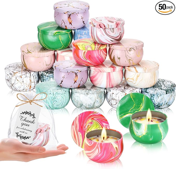 50 Pack Scented Candles Gift Set, Baby Shower Bridal Favors for Guests Housewarming Birthday Party Favors for Adults, Christmas Valentine's Mothers Day Party Give Away Bulk Gifts for Women (50pcs)