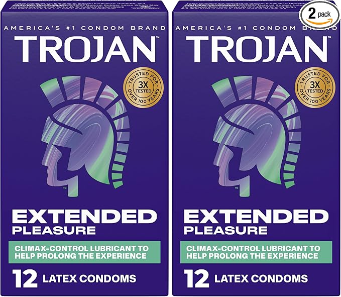 TROJAN Extended Pleasure Condoms | Climax Control | 12 Count | Pack of 2