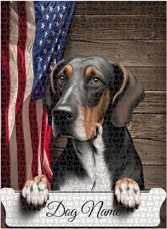 Custom Wooden Jigsaw Puzzles with Your Dog's Name on Australian Hound Art Print - 300 500 1000PCS Puzzles Game and Home Wall Decor