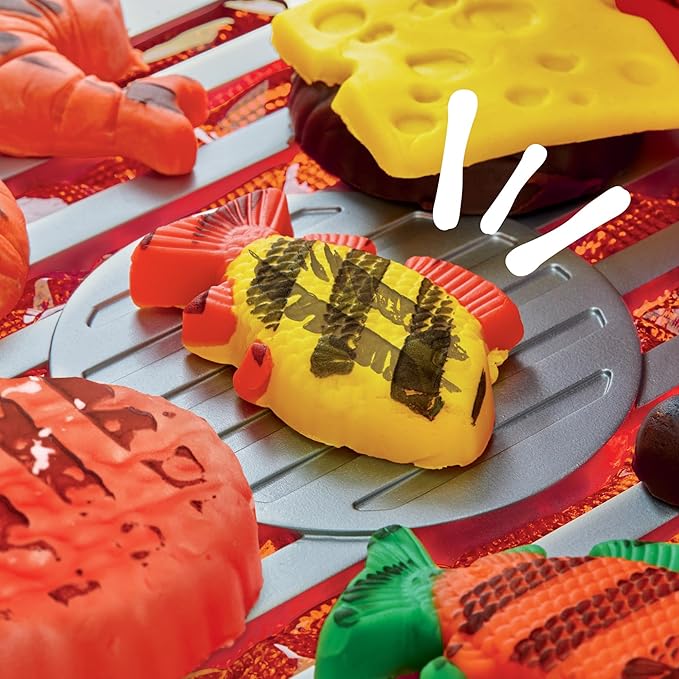 Play-Doh Sizzlin' Grill Playset with Lights & Sounds, 17 Accessories, BBQ Toys for Boys & Girls 3+, Play Food Arts & Crafts, Red