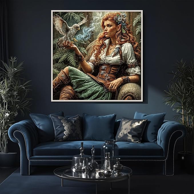 Elf Women Owl Puzzles for Adults 1000 Pieces Nature, Magic Forest Bird Tree Scenery Art Jigsaw Puzzles, Impossible Hard Difficult Challenging Aesthetic Garden Puzzle
