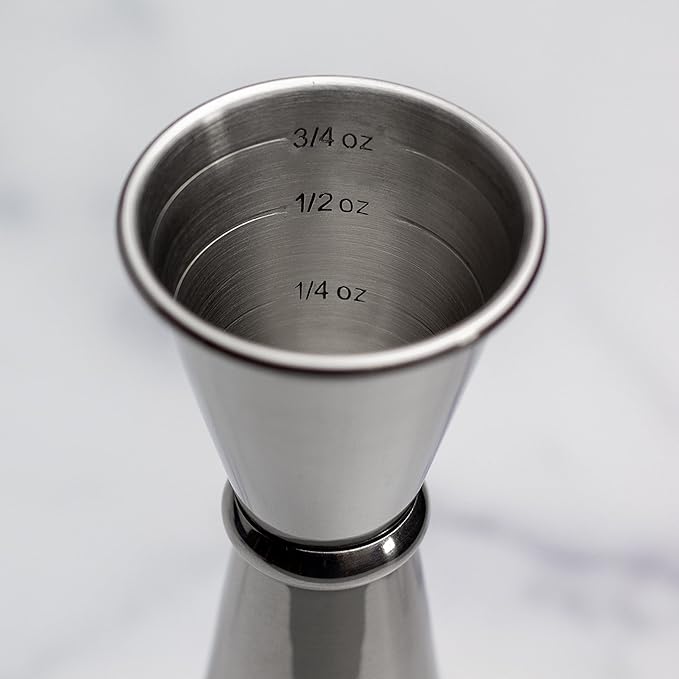 Japanese Jigger: 1oz 2oz Stainless Steel Double Cocktail Jigger with Measurements Inside – Measuring Tool for Bartenders