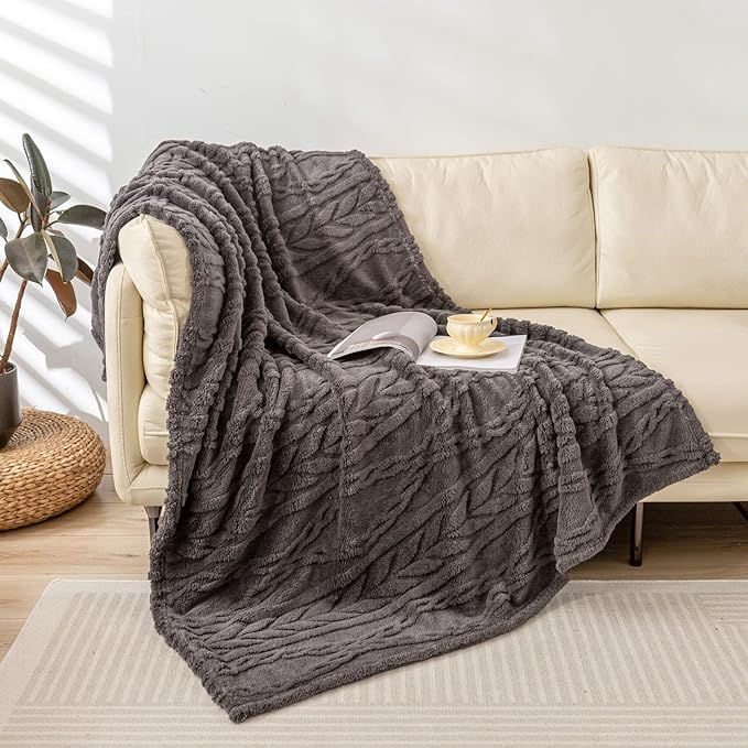 YUSOKI Sherpa Fleece Large Throw Blanket, Morel, 50"x65" | 3D Stylish Design,320GSM, Non-Shedding, Lightweight for All Season Use, stays fluffy after repeated washes, Perfect Gifts
