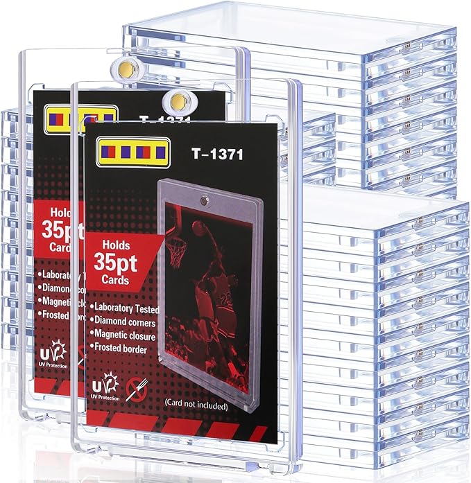 50ct Magnetic Card Holders for Trading Cards, 35pt Hard Cards Sleeves Case, One Touch Card Holder Fit for MTG Cards, Sports Cards, Baseball Cards, Game Cards, Toploaders, Standard Cards Display