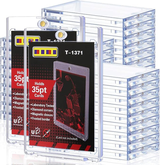 50ct Magnetic Card Holders for Trading Cards, 35pt Hard Cards Sleeves Case, One Touch Card Holder Fit for MTG Cards, Sports Cards, Baseball Cards, Game Cards, Toploaders, Standard Cards Display