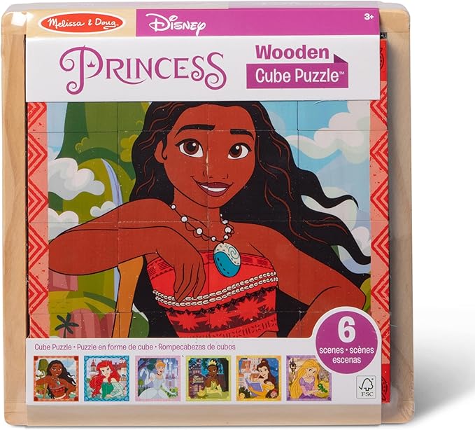 Melissa & Doug Disney Princess Wooden Toy Cube Puzzle Blocks for Boys and for Girls 3+ - FSC Certified