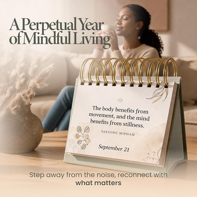 MESMOS Mindfulness Perpetual Flip Calendar with 366 Daily Affirmations - Self Care Gifts for Women, Teacher Appreciation, Inspirational Office Desk Decor, Stress Relief Desk Accessory Gift for Women