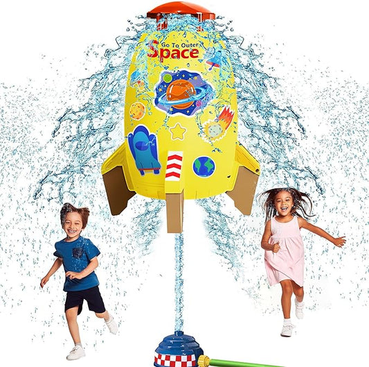 Water Rocket Sprinkler for Kids, Outdoor Summer Launcher Toy, Fun Backyard Sprinkler for Lawn Garden Play, Great Gift for Toddlers Boys Girls Ages 3-12 Years Old