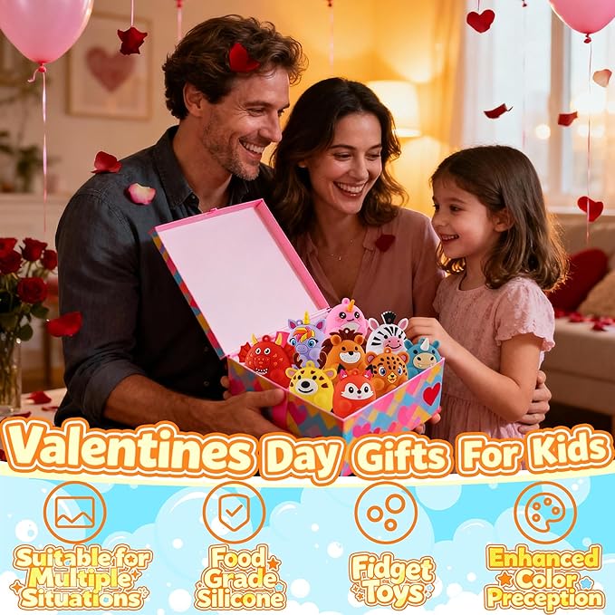 Toddler Valentines Day Gifts, 12PCS Animal Suction Pop Toys for Age 1 2 3 4 5 6, Airplane Car Travel Activities Essential, Birthday Gifts for Boys Girls Toddlers, Bath Toys for Toddler