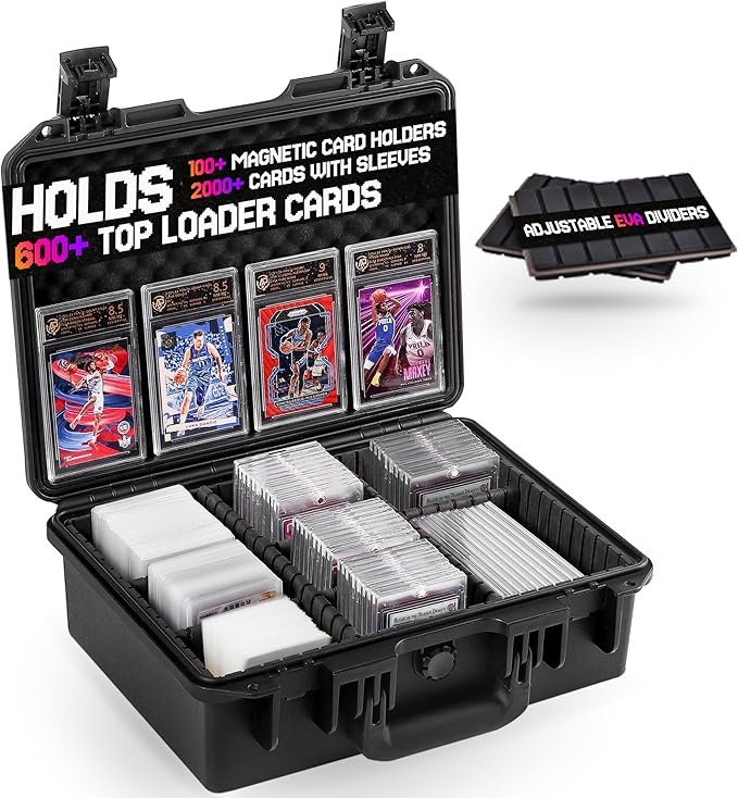 Card Case for Sport Cards Storage, Graded Trading Card Storage Box for 3" x 4" 35pt Rigid Card Sleeve, Waterproof Card Organizer Box with 9 Dividers for BCW MTG TCG Zion Card(Hold 600+ Toploaders)