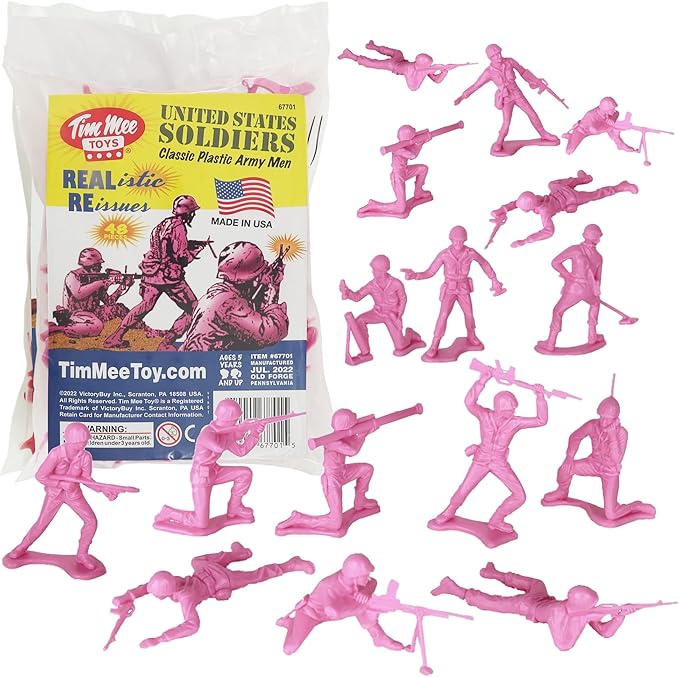 TimMee Plastic Army Men - Pink 48pc Toy Soldier Figures - Made in USA
