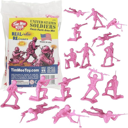 TimMee Plastic Army Men - Pink 48pc Toy Soldier Figures - Made in USA