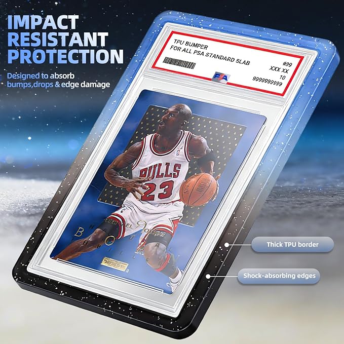 NAKIS Slab Guard for PSA Graded Cards, 1 Pack TPU Slab Protector Graded Bumper Guard for PSA Graded Card Only, Gradient Color Glitter Limited Edition, COLOR3