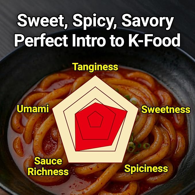 Nongshim Tteokbokki Style Noodles, Sweet & Spicy Korean Ramen, 10 Pack | Tteokbokki-style instant noodles with gochujang-inspired sauce, garlic-red pepper notes, chewy texture