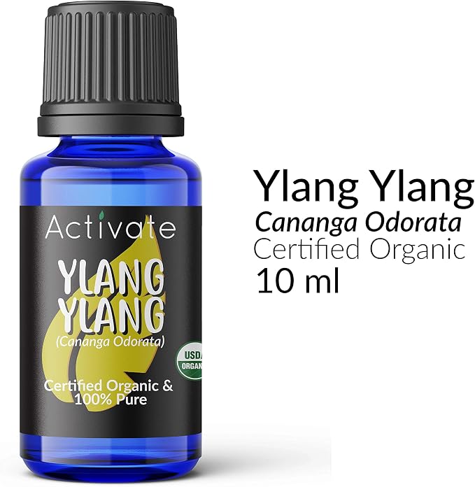 Activate Ylang Ylang Organic Essential Oil 100% Pure, USDA Certified Organic, Premium Grade, Undiluted, Natural, Aromatherapy & Diffuser Use 10ml