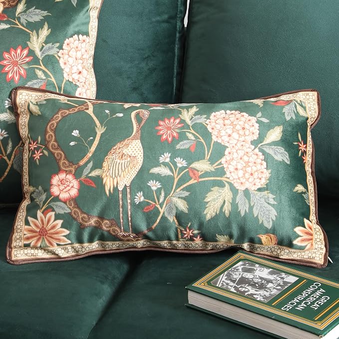 Designer French Velvet Throw Pillow Cover,Set of 2,20"x12"-Mitchell | Pillow Cover,Concealed Zipper Design,Dragonfly Pattern,Sofas,Bedroom,Living Room,Lounge Chairs,All Season Home Decor