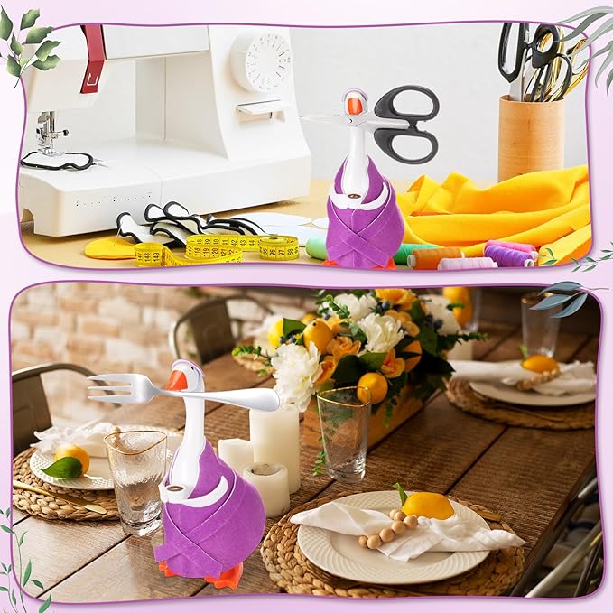 Soulchen 7" Desk Goose Tired Granny Mamma Robe Self Care Outfit Mini Tired Granny Mamma Robe Desk Geese Outfit Goose Cloth Cute Costume for 7 Inch Geese Figurine Desktop Home Decoration(Purple)