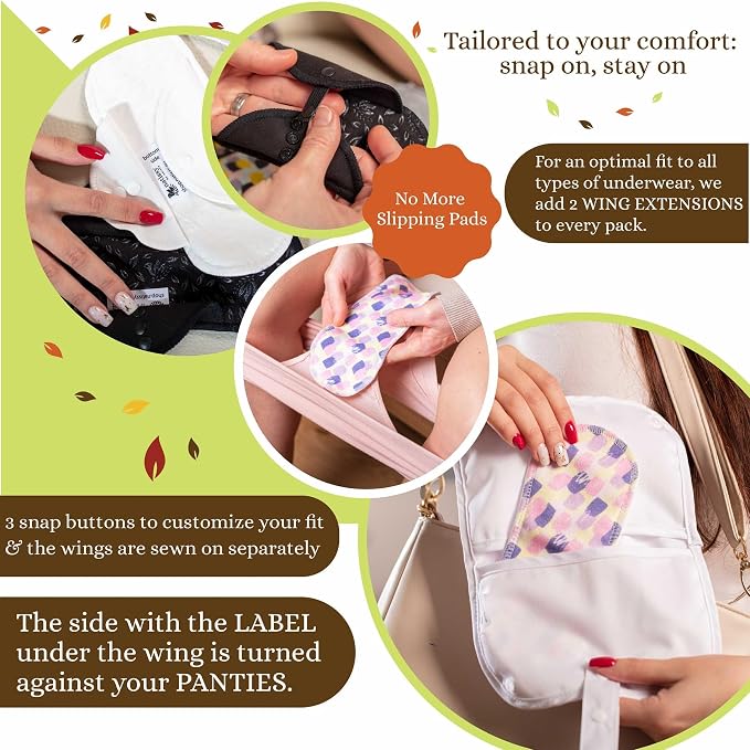 Cloth Panty Liners Thong; 7-Pack (Small) Mini Organic Cotton Reusable Panty Liners for Women & Non Slip Reusable Pads Menstrual Heavy Flow 6-Pack (L+XL) Washable Period Pads Menstrual
