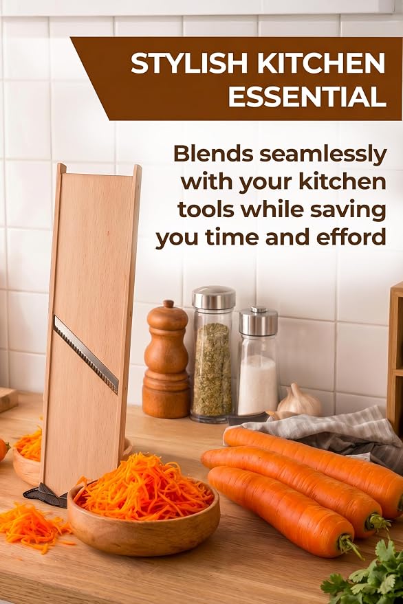 Small Wooden Stainless Steel Slicer Grater -2.56 x 10.63 Inches - Cutter Shredder For Korean Carrot Russian Salad by SHSH trade group