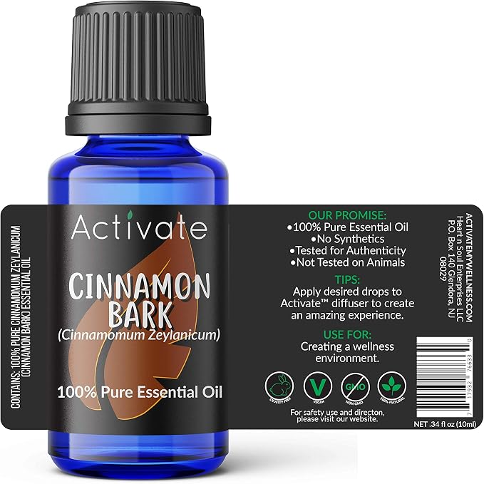 Cinnamon Bark Essential Oil 100% Pure Steam Distilled Ceylon Cinnamon Oil (Cinnamomum zeylanicum) for Diffuser, Aromatherapy, DIY Soap, Candles, Home Fragrance & Craft Projects, 10 mL33