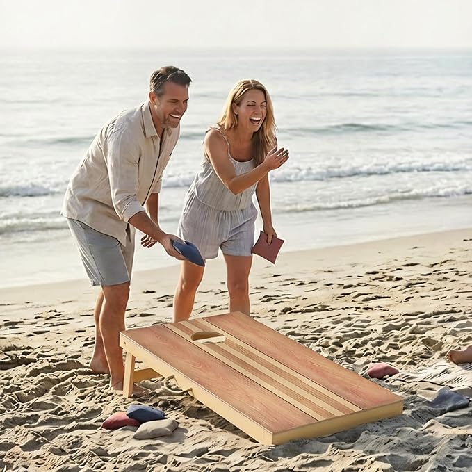 Sportdo 4x2 ft Solid Wood Cornhole Set with 8 Bean Bags, Regulation Size Cornhole Board Set for Adults, Cornhole Game Set for Tailgate Backyard Toss Games Indoor&Outdoor Activities