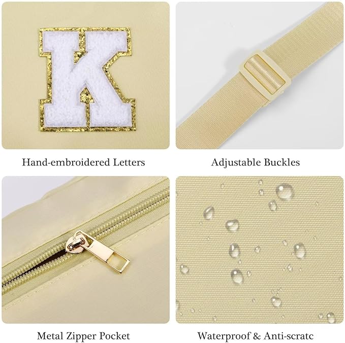YOOLIFE Initial Belt Bag - Khaki Monogrammed Fanny Pack for Everywhere