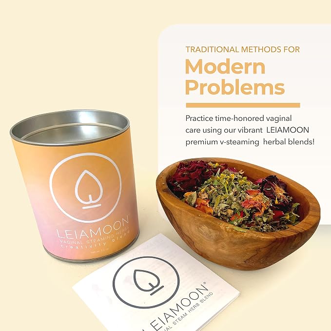 Yoni Steamer for Women — Creativity Blend, Receptivity and Fertility Yoni Herbs, 1.5 oz V Steam Kit for Cleansing and Toning, Use in Sitz Bath, Up to 11 Sessions, Made in USA