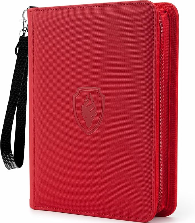 Fabmaker Premium 4 Pocket Zip Card Binder, Trading Card Binder for 320 Cards, Portable PU Card Collection Binder, Collector Card Album Folder for Game & Sports Cards (Red)