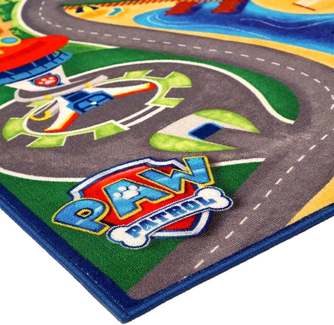 Gertmenian Paw Patrol Indoor Area Rug - 4x6 Large, Non-Slip, Ideal for Children in Bedroom, Game Room, Classroom, Nursery or Play Area - Paw Patrol Road Play, Multi, 46910