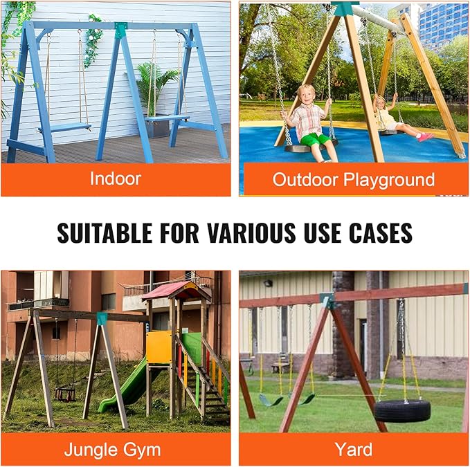 VEVOR A-Frame Middle Swing Set Brackets, Heavy Duty Carbon Steel Swing Set Hardware with Mounting Hardware, DIY Swing Set Bracket Swing Set Kit for 4x4 Legs & 4x6 Beam, Green