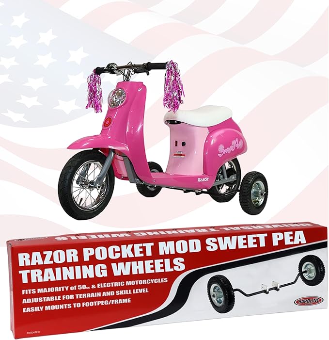 Hardline Products USA Wheels for Tots Training Wheels for Razor Pocket Mod Scooter fits Sweet Pea, Euro, Bellezza, Petite, Betty, Sweet Pee, Vapor, Chrissy, Bistro, Kiki, Hot Mod & Lightshow