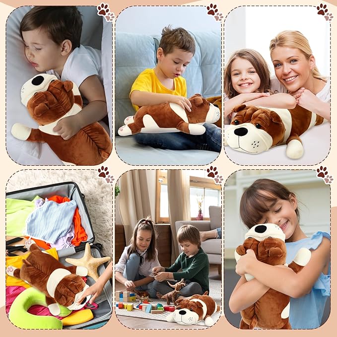 17.7" Huggable Dog Plush, Cute Stuffed Animal, Soft Adorable Cuddle Companion for Kids, Christmas Birthday Plush Pillow Gift for Boys and Girls