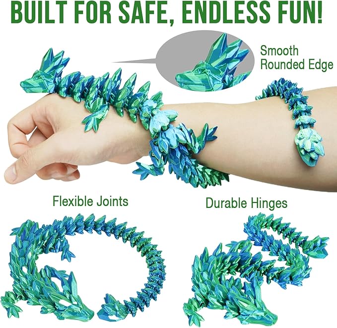 Small Dragon Eggs with Dragon Inside, 3D Printed Surprise Funny Gifts for Kids, Articulated Dragon Fidget Toys for Adults, Executive Desk Toys Office Room Décor (Sky Blue Ombre)