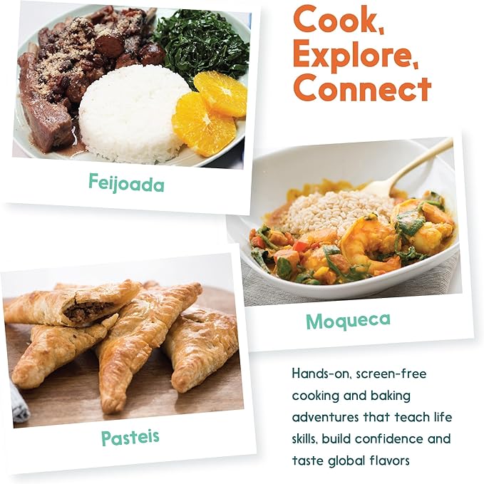 Cooking Kits for Kids - Interactive & Educational Set with 3 Recipe Cards, Key Ingredients & Cooking Tools - Ideal Idea for Kids who Love to Create Meals (Brazil Edition)
