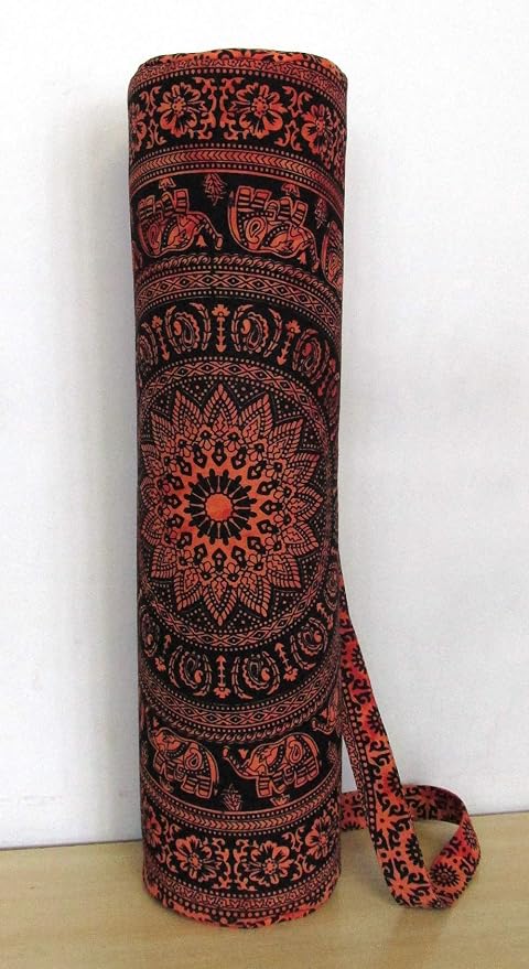 INDIAN CRAFT CASTLE ICC Yoga Mat Bag Carrier Full-Zip Exercise Yoga Mat Carry Bag for Women Men with Multi-Functional Storage Pockets and Adjustable Shoulder Strap 26X6 Inches