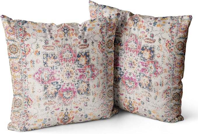 Snycler Boho Throw Pillow Covers 18x18 inch Set of 2 Burnt Yellow Terracotta Rust Colored Throw Pillows Double Sided Boho Home Soft Decor for Bedroom Living Room Couch & Sofa (No Inserts)